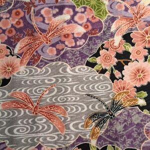 Floral / Dragonfly Patterned  Fabric 6406